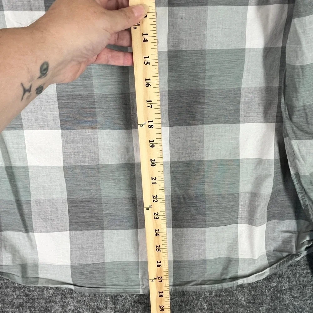 Banana Republic Untucked Fit Shirt Men L Plaid Organic‎ Cotton Casual Everyday